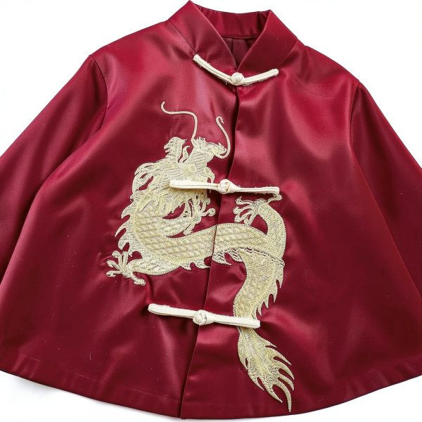 Boys Chinese New Year Outfit Red Satin Kung Fu Suit-4