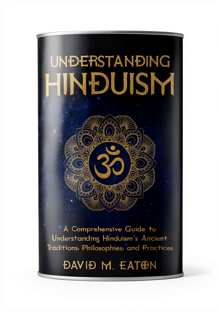Installing Journey of Wisdom Book 6 Kindle guide to Hindu rituals on a wooden desk