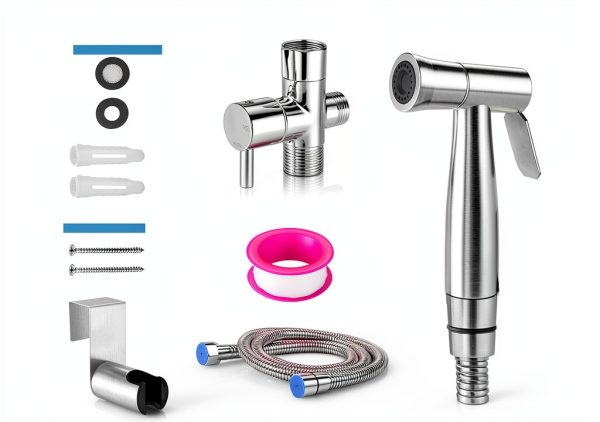 Handheld Toilet Jet Spray, Stainless Steel Jet Sprayer kit, Bathroom Bidet with Adjustable Water Pressure, Easy to Install Bidet Faucet Sprayer for Baby Cloth Diaper Cleaning-1