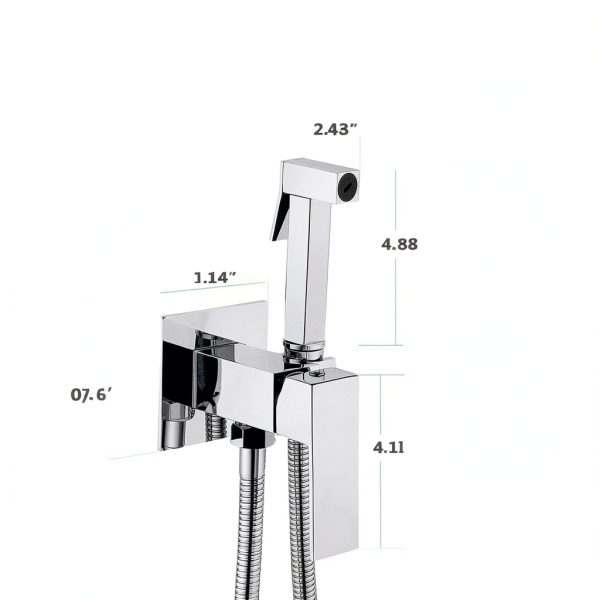 Warm Water Bidet Sprayer Faucet by BARROCK Square Chrome HBS-AF01PC-6