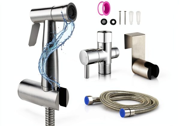 Handheld Toilet Jet Spray, Stainless Steel Jet Sprayer kit, Bathroom Bidet with Adjustable Water Pressure, Easy to Install Bidet Faucet Sprayer for Baby Cloth Diaper Cleaning-5