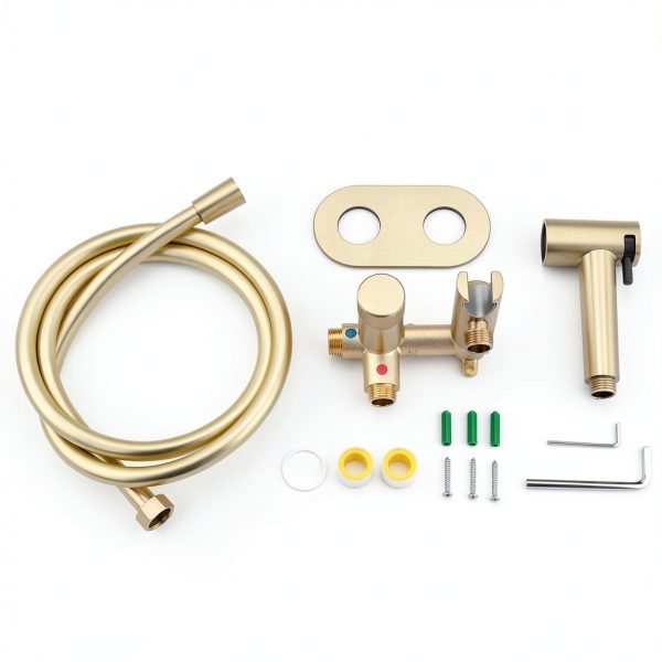 Handheld Bidet Sprayer Set Brushed Gold DEOLER Dual Hot Cold Faucet-7