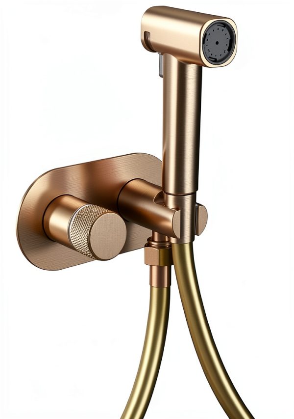 Handheld Bidet Sprayer Set Brushed Gold DEOLER Dual Hot Cold Faucet-0