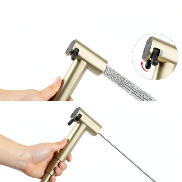 Handheld Bidet Sprayer Set Brushed Gold DEOLER Dual Hot Cold Faucet-1