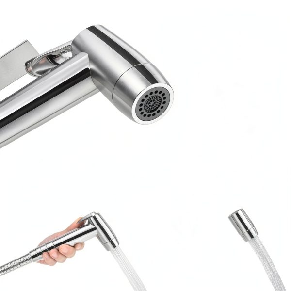 Bidet Sprayer JiGiU Handheld Faucet Set Brushed Nickel 1.2m Hose-2