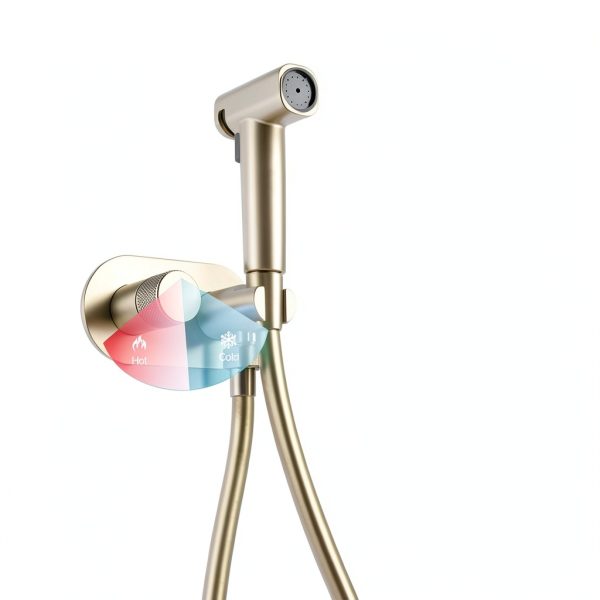 Handheld Bidet Sprayer Set Brushed Gold DEOLER Dual Hot Cold Faucet-5
