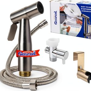 Handheld Toilet Bidet Sprayer for Toilet-Adjustable Water Pressure Control with Bidet Hose for Feminine Wash Set, Stainless Steel Brushed Nickel Cloth Diaper for Baby Wash-0
