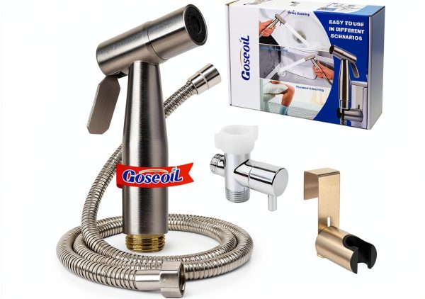 Handheld Toilet Bidet Sprayer for Toilet-Adjustable Water Pressure Control with Bidet Hose for Feminine Wash Set, Stainless Steel Brushed Nickel Cloth Diaper for Baby Wash-0