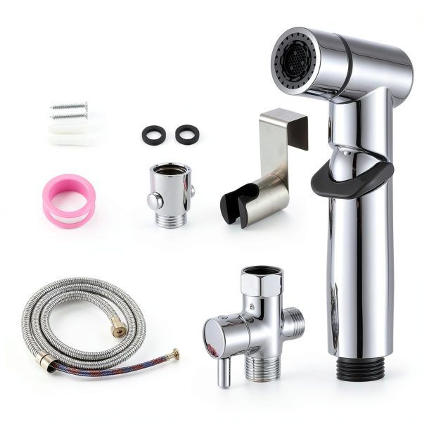 Handheld Bidet Sprayer ENSCFUNNY Chrome Adjustable Pressure HB-241-5