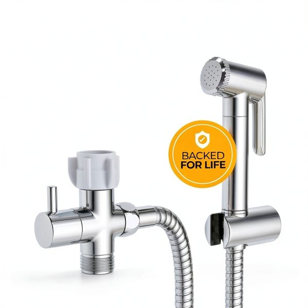 HammerHead Showers Solid Metal Adjustable Pressure Handheld Bidet Sprayer for Toilet, Handheld Bidet Attachment with 47-Inch Hose and Leak-Proof T-Valve, Jet Spray for Toilet, Muslim Shower, Chrome-4