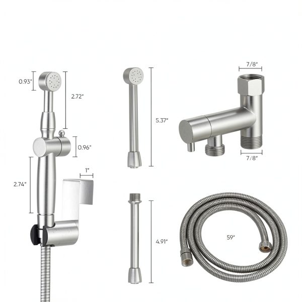 Brushed Nickel Handheld Bidet Sprayer – Greenspring Adjustable Brass-1