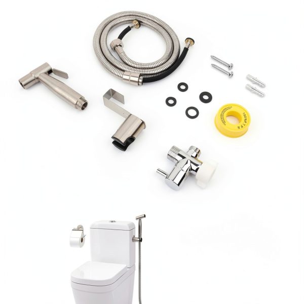 Handheld Toilet Bidet Sprayer for Toilet-Adjustable Water Pressure Control with Bidet Hose for Feminine Wash Set, Stainless Steel Brushed Nickel Cloth Diaper for Baby Wash-6