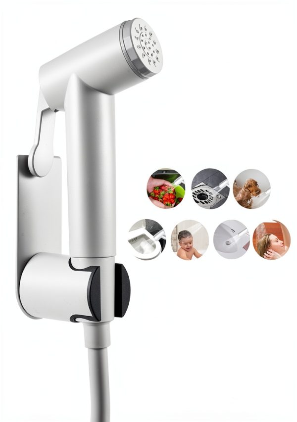Handheld Bidet Sprayer Kit for Toilet by POCALAND, White Spring Hose-2