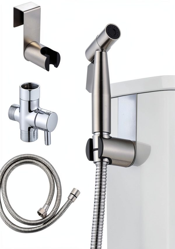 Handheld Bidet Sprayer Tengpole Nickel 304 Stainless Hose Adjustable-0