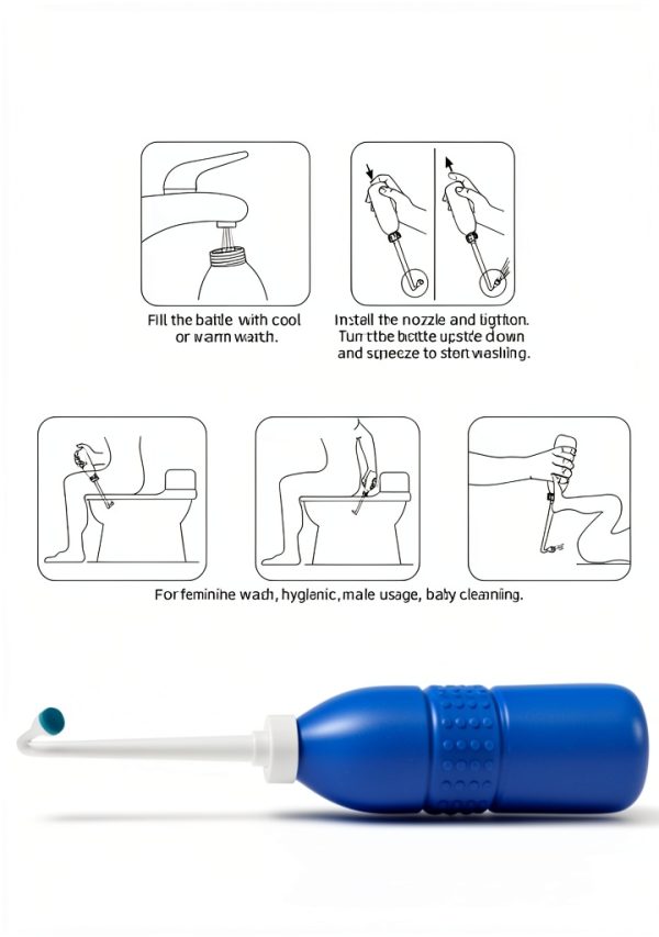 Hibbent Portable Bidet Sprayer and Travel Bidet with Hand Held Bidet Bottle for Personal Cleansing Use Extended Nozzle - Personal Hygiene Care Toilet Bidet Shower/Bathroom Bidet Spray -21.8oz(620ml)-4