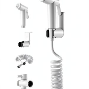 Handheld Bidet Sprayer Kit for Toilet by POCALAND, White Spring Hose-0