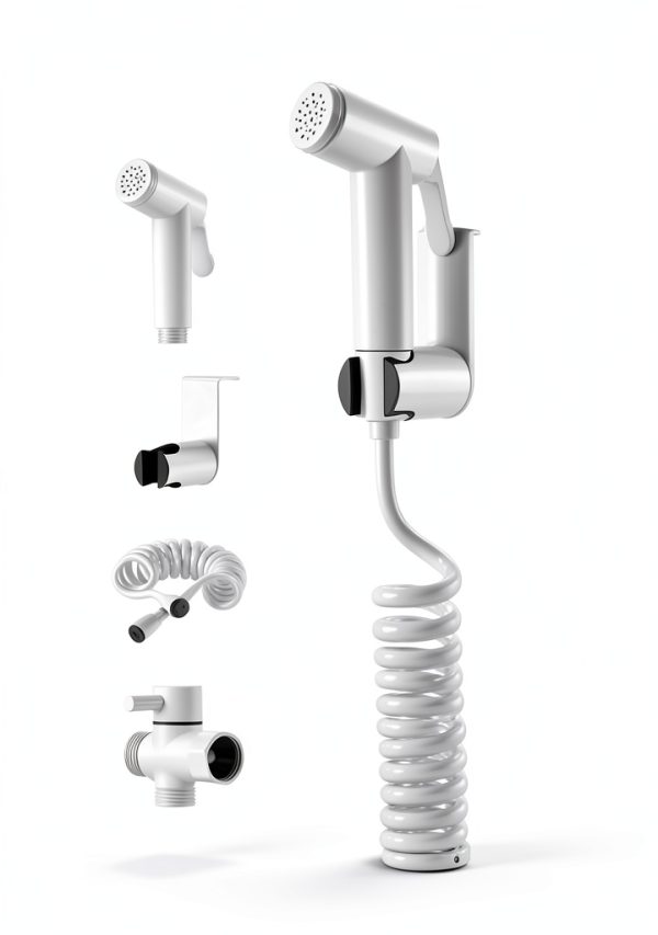 Handheld Bidet Sprayer Kit for Toilet by POCALAND, White Spring Hose-0