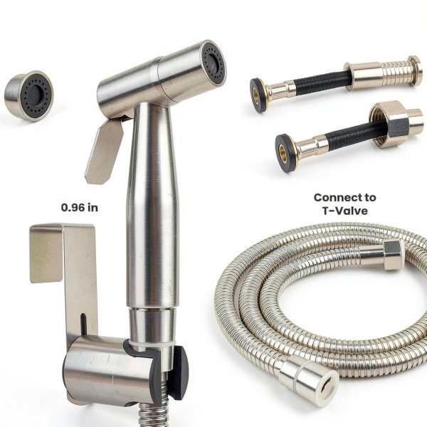 Handheld Toilet Bidet Sprayer for Toilet-Adjustable Water Pressure Control with Bidet Hose for Feminine Wash Set, Stainless Steel Brushed Nickel Cloth Diaper for Baby Wash-3