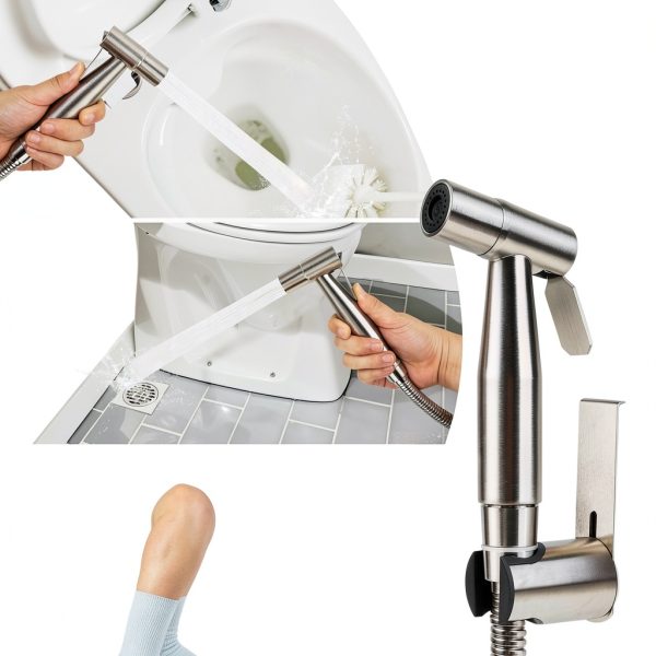 Handheld Toilet Bidet Sprayer for Toilet-Adjustable Water Pressure Control with Bidet Hose for Feminine Wash Set, Stainless Steel Brushed Nickel Cloth Diaper for Baby Wash-4